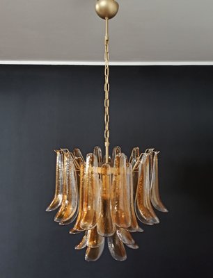 Italian Lattimo Murano Glass Chandelier with 36 Amber-Colored Petals,1988-FHZ-878762