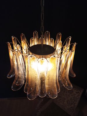 Italian Lattimo Murano Glass Chandelier with 36 Amber-Colored Petals,1988-FHZ-878762