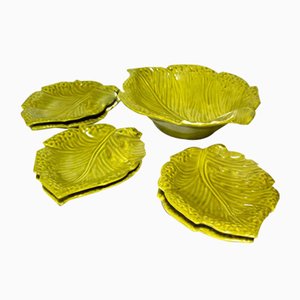 Italian Leaf Pottery Salad Set from Ars Ceramica, 1970s, Set of 7-GKB-835935