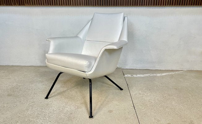 Italian Leather Club Chair with Steel Tube Frame, 1950s-JP-1334310