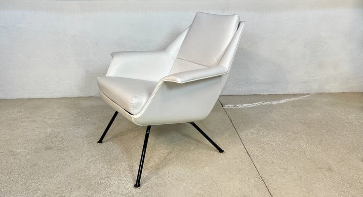 Italian Leather Club Chair with Steel Tube Frame, 1950s-JP-1334310