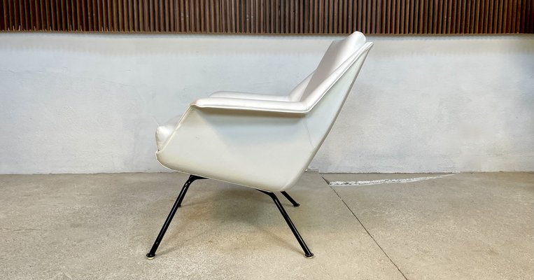 Italian Leather Club Chair with Steel Tube Frame, 1950s-JP-1334310