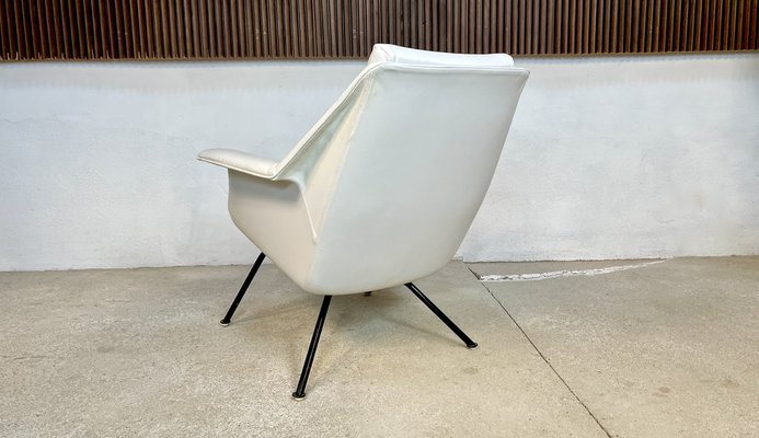 Italian Leather Club Chair with Steel Tube Frame, 1950s-JP-1334310