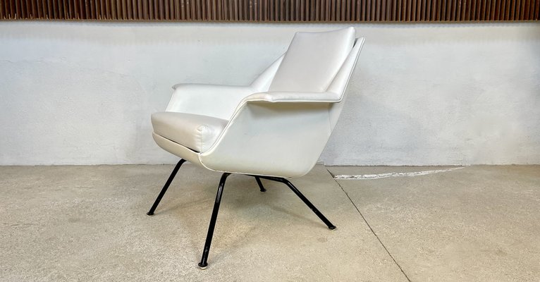 Italian Leather Club Chair with Steel Tube Frame, 1950s-JP-1334310