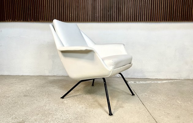 Italian Leather Club Chair with Steel Tube Frame, 1950s-JP-1334310