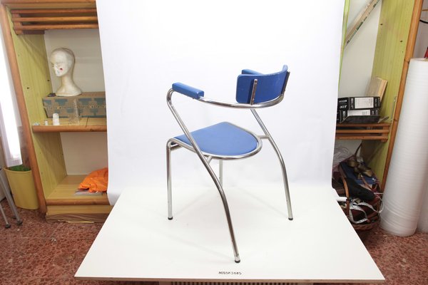 Italian Leatherette and Chromed Metal Chair, 1960s-RAQ-1756825