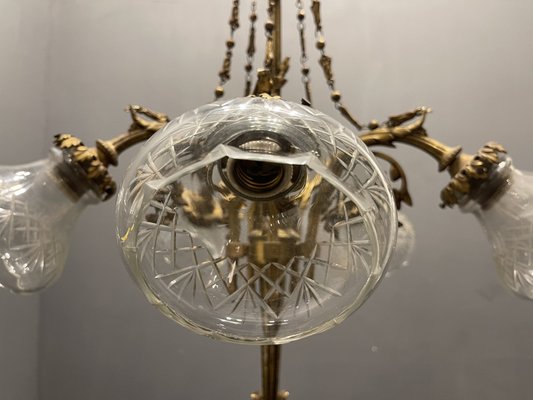 Italian Liberty Bronze Chandelier, 1940s-JJC-989122