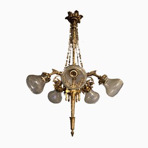 Italian Liberty Bronze Chandelier, 1940s-JJC-989122