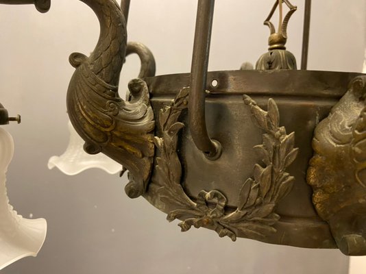 Italian Liberty Chandelier in Bronze, 1940s-JJC-1175397