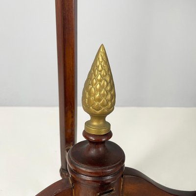 Italian Liberty Style Square Wooden High Column with Brass Details, 1940s-GDD-1819713