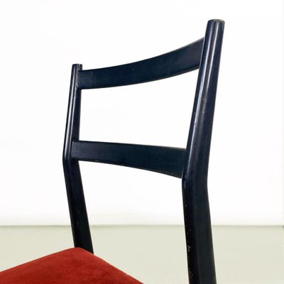 Italian Light Chair in Wood and Red Fabric by Gio Ponti for Cassina, 1951-GDD-1743381