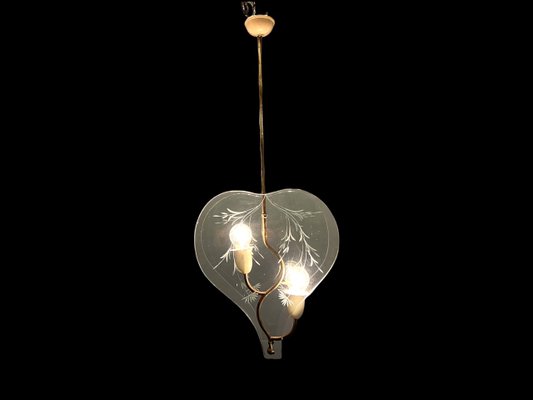 Italian Light Pendant in Etched Glass by Pietro Chiesa-JJC-1226492