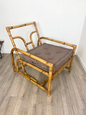 Italian Lounge Chair in Bamboo and Rattan, 1960s-LYQ-1171686