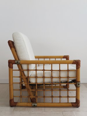 Italian Lounge Chairs in Bamboo and Indian Cane, 1970s, Set of 2-CC-1603833