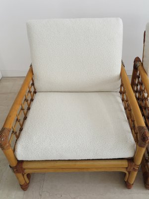 Italian Lounge Chairs in Bamboo and Indian Cane, 1970s, Set of 2-CC-1603833