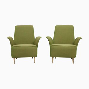 Italian Lounge Chairs in Fabric and Brass from I.S.A., 1960s, Set of 2-ITV-1299210