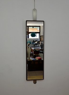 Italian Mahogany and Aluminum Mirror, 1970s-QZZ-639564