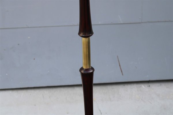 Italian Mahogany and Brass Pedestal Floor Lamp, 1950s-EH-796171