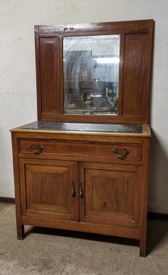 Italian Mahogany and Marble Top Sideboard with Mirror, 1930s-RAQ-1231491