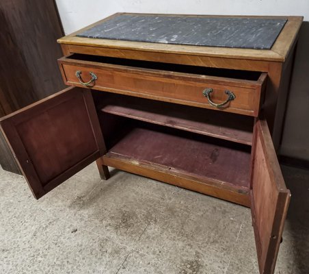 Italian Mahogany and Marble Top Sideboard with Mirror, 1930s-RAQ-1231491