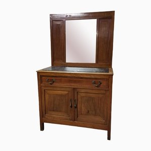 Italian Mahogany and Marble Top Sideboard with Mirror, 1930s-RAQ-1231491