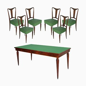 Italian Mahogany Dining Table & Chairs Set from Palazzi dell'Arte, 1940s, Set of 7-NJV-754172