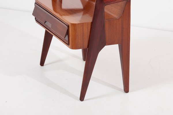 Italian Mahogany Teak Plywood Nightstands, 1950s, Set of 2-SFD-1418470