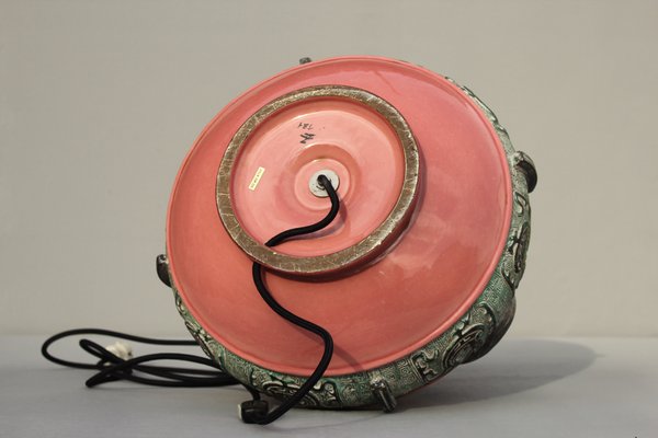 Italian Majolica Ceramic Table Lamp, 1970s-DUM-1432046