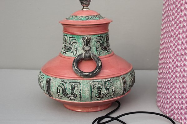 Italian Majolica Ceramic Table Lamp, 1970s-DUM-1432046