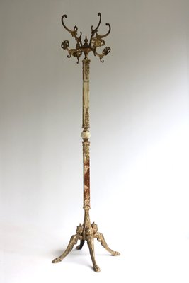 Italian Marble and Brass Standing Coat Rack, 1960s-OKN-2035929