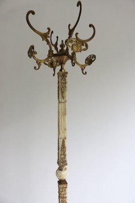 Italian Marble and Brass Standing Coat Rack, 1960s-OKN-2035929