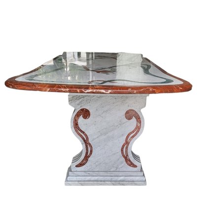 Italian Marble Dining Table with Pedestals-TCS-1770374