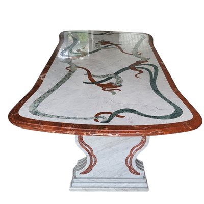 Italian Marble Dining Table with Pedestals-TCS-1770374