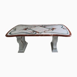 Italian Marble Dining Table with Pedestals-TCS-1770374