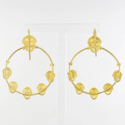 Italian Matte Vermeil Crystal Mask Hoop Earrings, Set of 2-OLU-896372