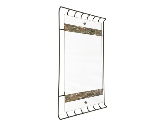 Italian Metal, Brass and Wood Wall Mirror, 1950s-RD-1822603