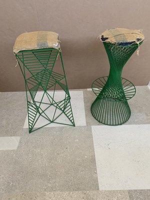 Italian Metal Emerald Green Stools, Set of 2-HZ-991095