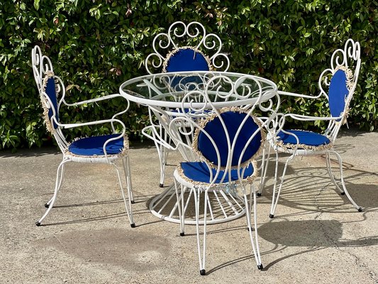 Italian Metal Garden Furniture and Scoubidou, 1950s, Set of 5-SSK-2025935