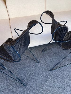 Italian Metal Rattan Zigo Chairs by Ron Arad for Driade, 1990s, Set of 4-FUE-1100908