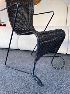 Italian Metal Rattan Zigo Chairs by Ron Arad for Driade, 1990s, Set of 4-FUE-1100908