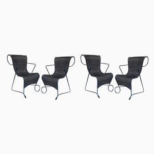 Italian Metal Rattan Zigo Chairs by Ron Arad for Driade, 1990s, Set of 4-FUE-1100908