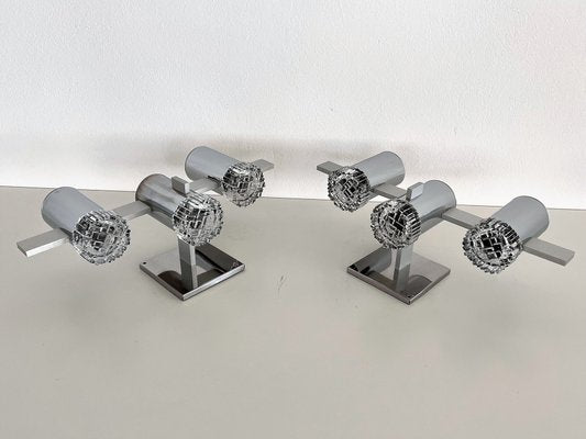 Italian Mid-Century Chrome and Glass Wall Sconces attributed to Gaetano Sciolari, 1960s, Set of 2-VNE-1440855