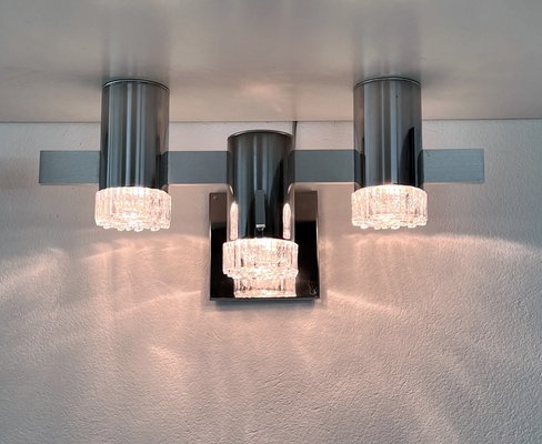 Italian Mid-Century Chrome and Glass Wall Sconces attributed to Gaetano Sciolari, 1960s, Set of 2-VNE-1440855