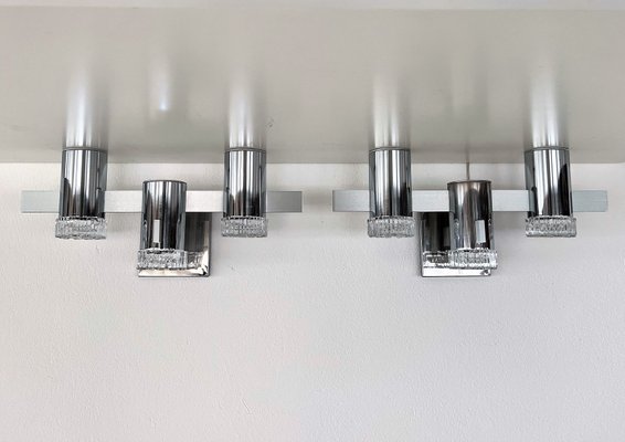 Italian Mid-Century Chrome and Glass Wall Sconces attributed to Gaetano Sciolari, 1960s, Set of 2-VNE-1440855