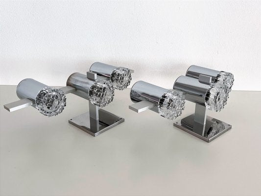 Italian Mid-Century Chrome and Glass Wall Sconces attributed to Gaetano Sciolari, 1960s, Set of 2-VNE-1440855