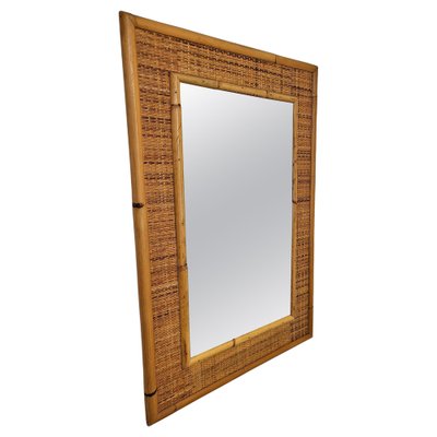 Italian Mid-Century French Riviera Style Bamboo & Rattan Mirror from Dal Vera, 1970s-EUP-1326726