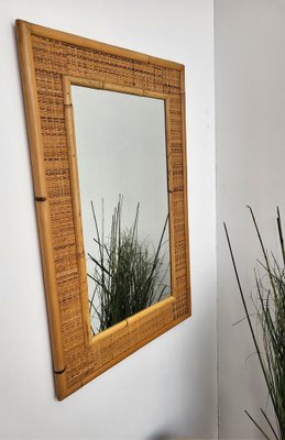 Italian Mid-Century French Riviera Style Bamboo & Rattan Mirror from Dal Vera, 1970s-EUP-1326726