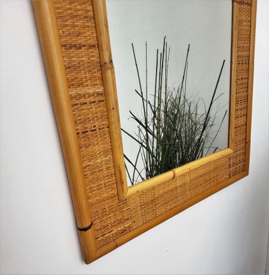 Italian Mid-Century French Riviera Style Bamboo & Rattan Mirror from Dal Vera, 1970s-EUP-1326726