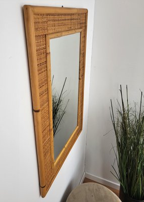 Italian Mid-Century French Riviera Style Bamboo & Rattan Mirror from Dal Vera, 1970s-EUP-1326726