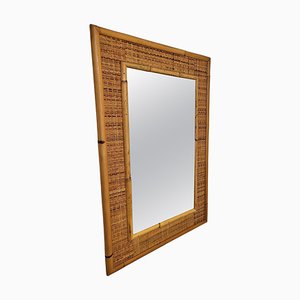 Italian Mid-Century French Riviera Style Bamboo & Rattan Mirror from Dal Vera, 1970s-EUP-1326726